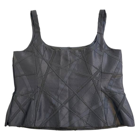 NWOT Linda Allard Ellen Tracy Silk Applique Sleeveless Black Top 18 - Picture 1 of 8